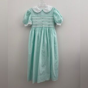 Strasburg Soft Mint Green Smocked Dress with Peter Pan Collar